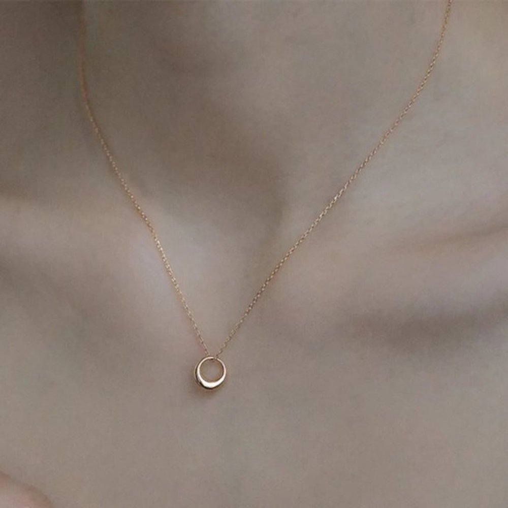 NEW Yellow Gold Round Pendant Chain Necklace - Picture 1 of 11